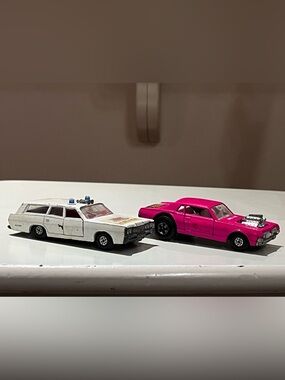 VINTAGE 1970s Matchbox Speed Kings Cougar Dynamite Dragster K-21 & police car